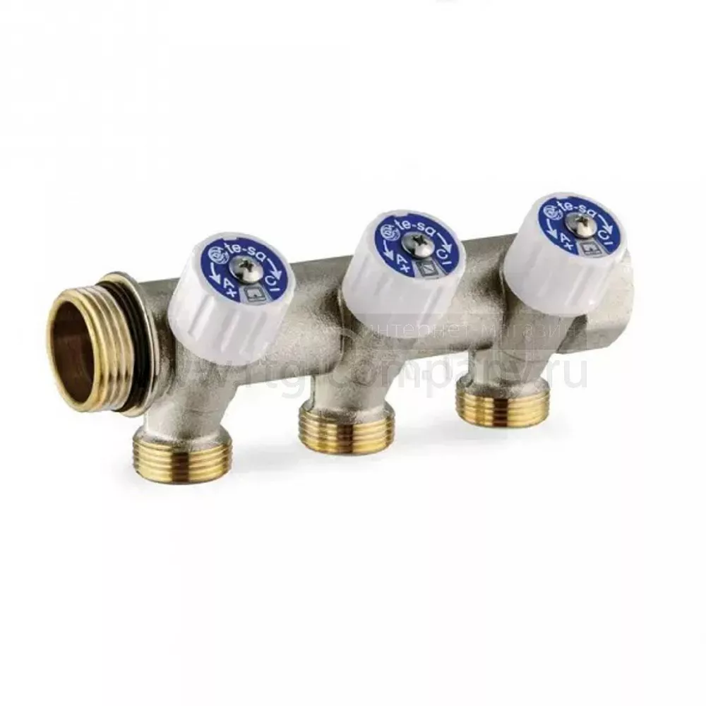 Коллектор UNI-С SH 1" с вентелями НР/ВР 3X1/2"НР Ц/Ц38ММ Uponor уп. 4 шт (1014138)