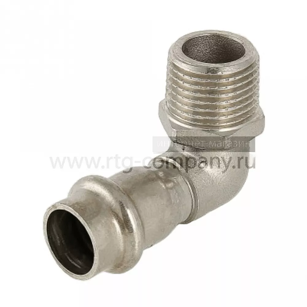 Угольник из нержавеющей стали НР 15х1/2 с наружней резьбой Valtec, (VTi.953) (уп. 5 шт)